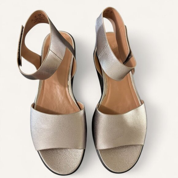 Metallic Platform Sandals 11 M Open Toe Adjustable Ankle Strap Padded Footbed - Picture 7 of 9